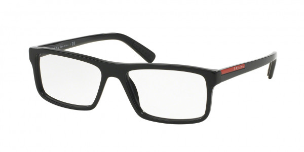 Prada Linea Rossa PS 04GVF LIFESTYLE Eyeglasses, 1AB1O1 BLACK (BLACK)