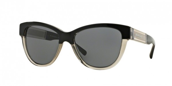 Burberry BE4206F Sunglasses, 355887 TOP BLACK ON GREY (BLACK)