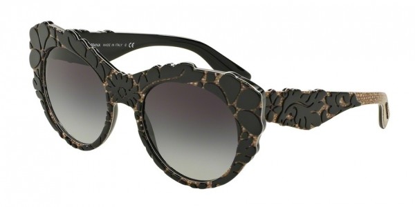 Dolce & Gabbana DG4267F Sunglasses, 29988G TOP BLACK/TEXTURE TISSUE (BLACK)