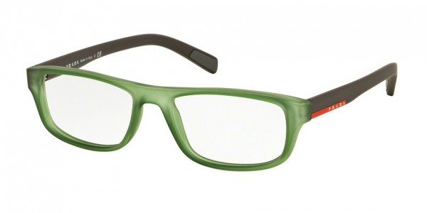 Prada Linea Rossa PS 06GV Eyeglasses, UFK1O1 TRANSPARENT GREEN RUBBER (GREEN)