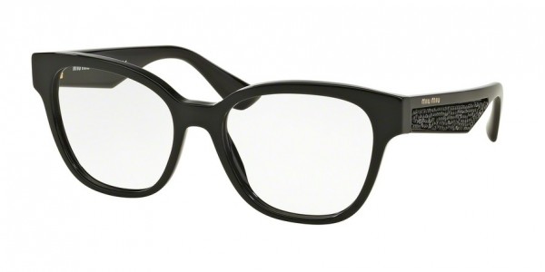 Miu Miu MU 06OV Eyeglasses, 1AB1O1 BLACK (BLACK)