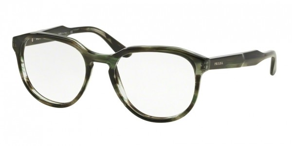 Prada PR 18SV JOURNAL Eyeglasses, UEP1O1 STRIPED GREY GREEN (GREEN)