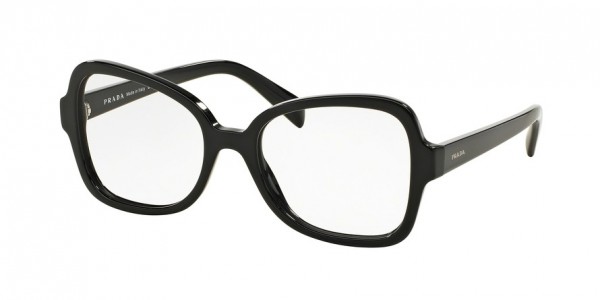 Prada PR 25SVF Eyeglasses, 1AB1O1 BLACK (BLACK)