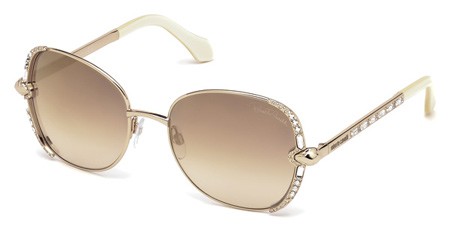 Roberto Cavalli SUBRA Sunglasses, 28G - Shiny Rose Gold / Brown Mirror