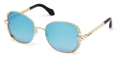 Roberto Cavalli SUBRA Sunglasses, 32X - Gold / Blu Mirror
