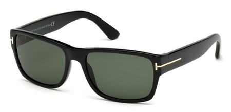 Tom Ford FT0445-F Sunglasses, 01N - Shiny Black / Green