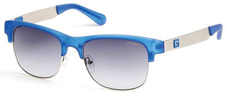 Guess GU-6859 Sunglasses, 91B - Matte Blue / Gradient Smoke