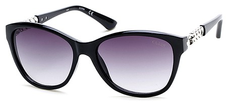 Guess GU-7451 Sunglasses, 01B - Shiny Black / Gradient Smoke