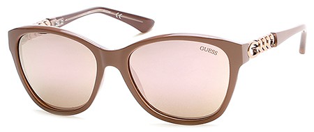 Guess GU-7451 Sunglasses, 72G - Shiny Pink / Brown Mirror