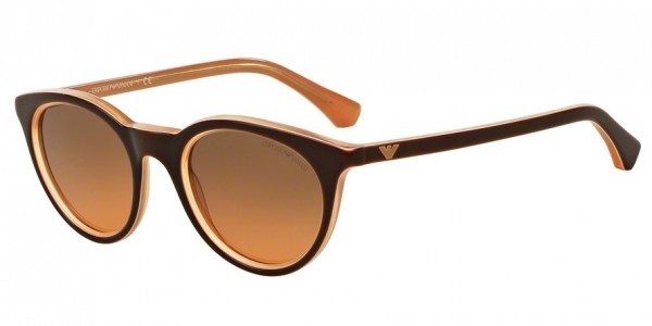 Emporio Armani EA4061F Sunglasses, 548018 BROWN ON TR PEACH (BROWN)