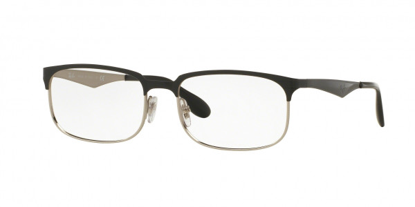 Ray-Ban Optical RX6361 Eyeglasses, 2861 TOP SHINY BLACK ON SILVER (BLACK)