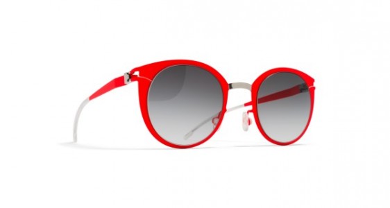 Mykita DODO Sunglasses, R6 SILVER/FLUO RED - LENS: BLACK GRADIENT