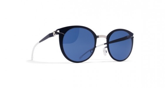 Mykita DODO Sunglasses, R7 SILVER/NIGHT BLUE - LENS: SAPPHIRE BLUE SOLID
