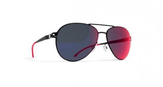 Mykita WOODPECKER Sunglasses, R1 BLACK - LENS: SCARLET FLASH