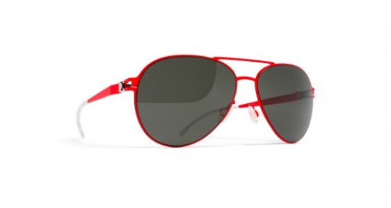 Mykita WOODPECKER Sunglasses, R3 FLUOR RED - LENS: BLACK SOLID