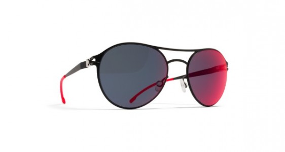Mykita SPARROW Sunglasses, R1 BLACK - LENS: SCARLET FLASH