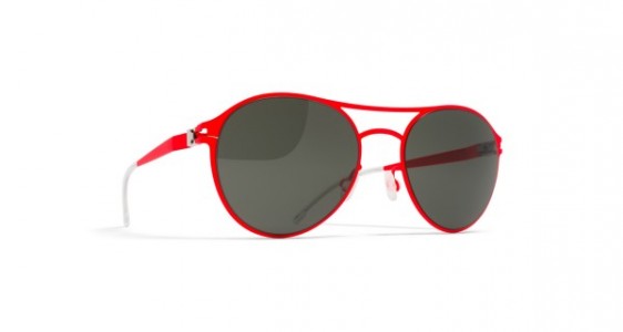 Mykita SPARROW Sunglasses, R3 FLUOR RED - LENS: BLACK SOLID