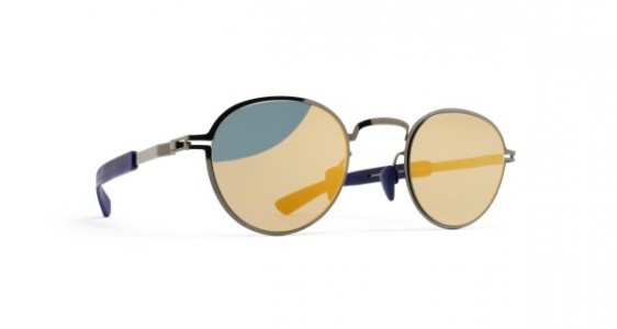 Mykita Mylon QUINCE Sunglasses, MH4 SHINY GRAPHITE/NAVY BLUE - LENS: PEARLY GOLD FLASH