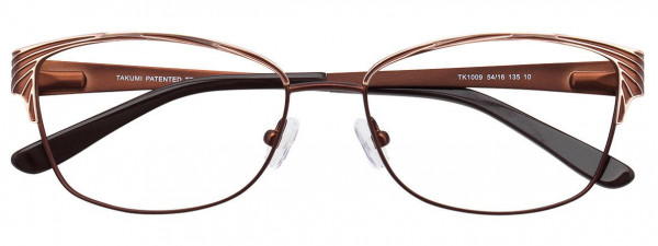 Takumi TK1009 Eyeglasses, 010 - Satin Brown & Gold