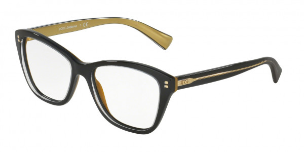 Dolce & Gabbana DG3249F Eyeglasses, 2955 TOP BLACK ON GOLD