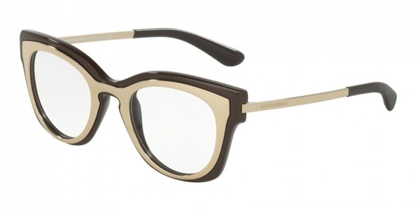 Dolce & Gabbana DG5020 Eyeglasses, 3042 PALE GOLD/CHOCOLATE
