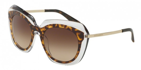 Dolce & Gabbana DG4282F Sunglasses, 757/13 HAVANA ON TRANSPARENT