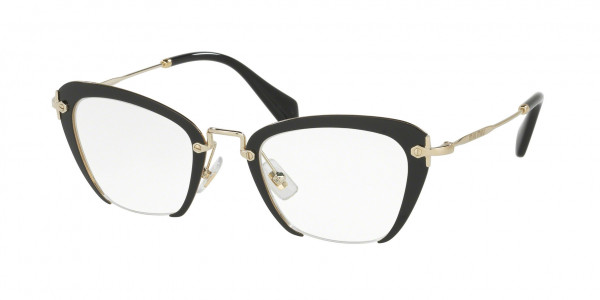 Miu Miu MU 54OV Eyeglasses, 1AB1O1 BLACK (BLACK)