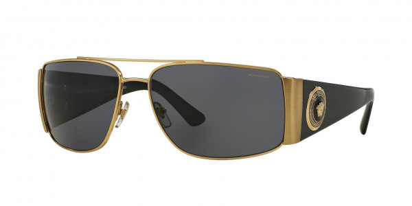 Versace VE2163 Sunglasses, 100281 GOLD DARK GREY - POLAR (GOLD)
