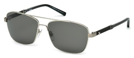 Montblanc MB589S Sunglasses, 14A - Shiny Light Ruthenium / Smoke