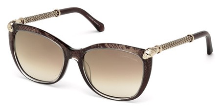 Roberto Cavalli TALITHA Sunglasses, 50G - Dark Brown/other / Brown Mirror