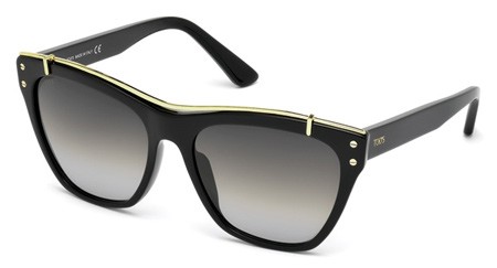 Tod's TO-0171 Sunglasses, 01B - Shiny Black / Gradient Smoke