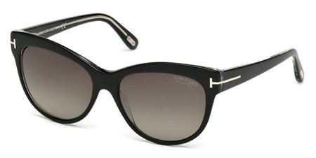 Tom Ford LILY Sunglasses, 05D - Black/other / Smoke Polarized