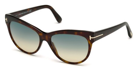 Tom Ford LILY Sunglasses, 52P - Dark Havana / Gradient Green