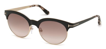 Tom Ford ANGELA Sunglasses, 01F - Shiny Black / Gradient Brown