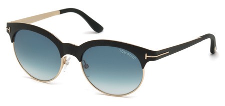 Tom Ford ANGELA Sunglasses, 05P - Black/other / Gradient Green