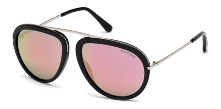 Tom Ford STACY Sunglasses, 01Z - Shiny Black / Gradient Or Mirror Violet