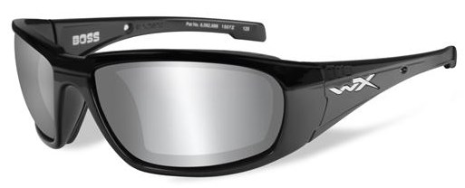 Wiley X BOSS Sunglasses, GLOSS BLACK (SILVER FLASH GREY LENS)