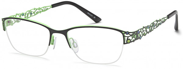 Menizzi M4002 Eyeglasses, 01-Black/Green/ Multicolor Epoxy