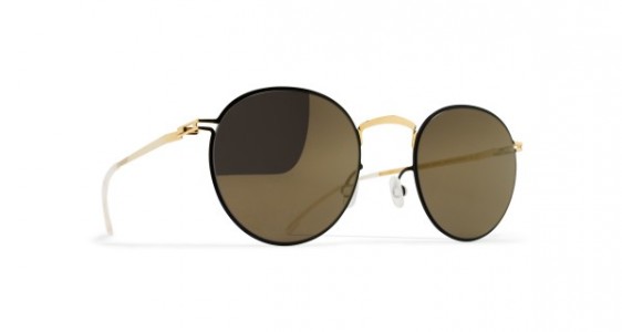 Mykita GIANNI Sunglasses, GOLD/JET BLACK - LENS: BRILLIANT GREY SOLID