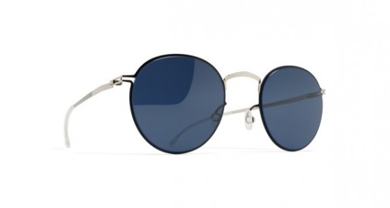 Mykita GIANNI Sunglasses, SILVER/NIGHT SKY - LENS: SAPPHIRE BLUE FLASH
