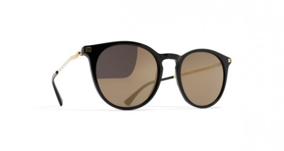 Mykita KEELUT Sunglasses, C6 BLACK/GLOSSY GOLD - LENS: BRILLIANT GREY SOLID