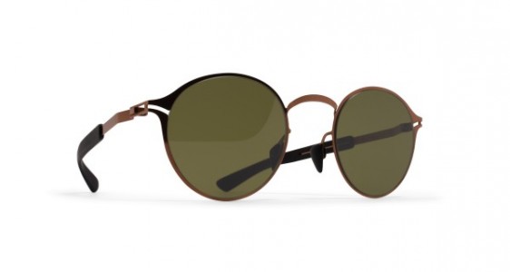 Mykita Mylon SYCAMORE Sunglasses, MH5 SHINY COPPER/PITCH BLACK - LENS: HOLLY GREEN SOLID