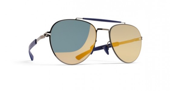 Mykita Mylon SLOE Sunglasses, MH4 SHINY GRAPHITE/NAVY BLUE - LENS: PEARLY GOLD FLASH