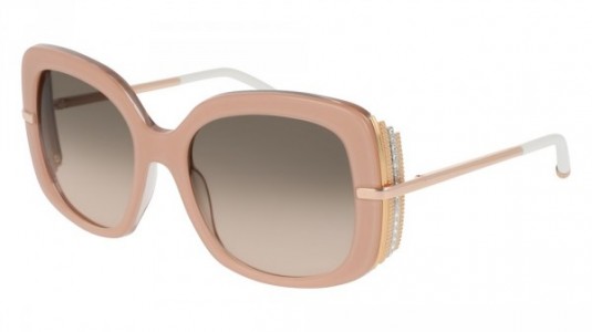 Boucheron BC0002S Sunglasses, 006 - NUDE with GOLD temples and GREY lenses