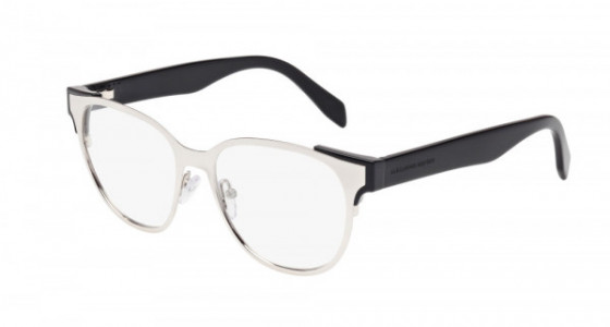 Alexander McQueen AM0013O Eyeglasses, SILVER with BLACK temples