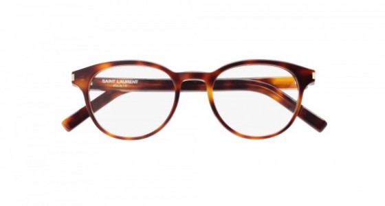 Saint Laurent CLASSIC 10 Eyeglasses, 002 - HAVANA with TRANSPARENT lenses