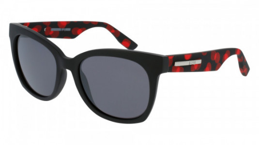 McQ MQ0011S Sunglasses, 006 - BLACK with RED temples and SILVER lenses