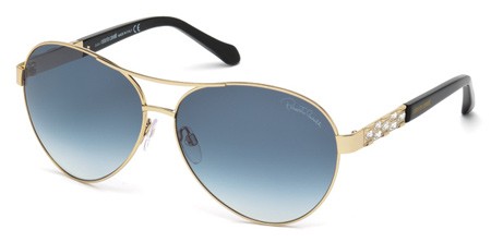 Roberto Cavalli MERGA Sunglasses, 28W - Shiny Rose Gold / Gradient Blue