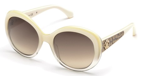 Roberto Cavalli TEJAT Sunglasses, 25G - Ivory / Brown Mirror