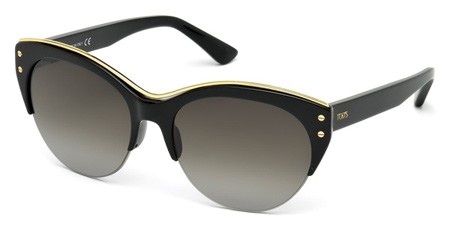 Tod's TO-0170 Sunglasses, 01B - Shiny Black / Gradient Smoke